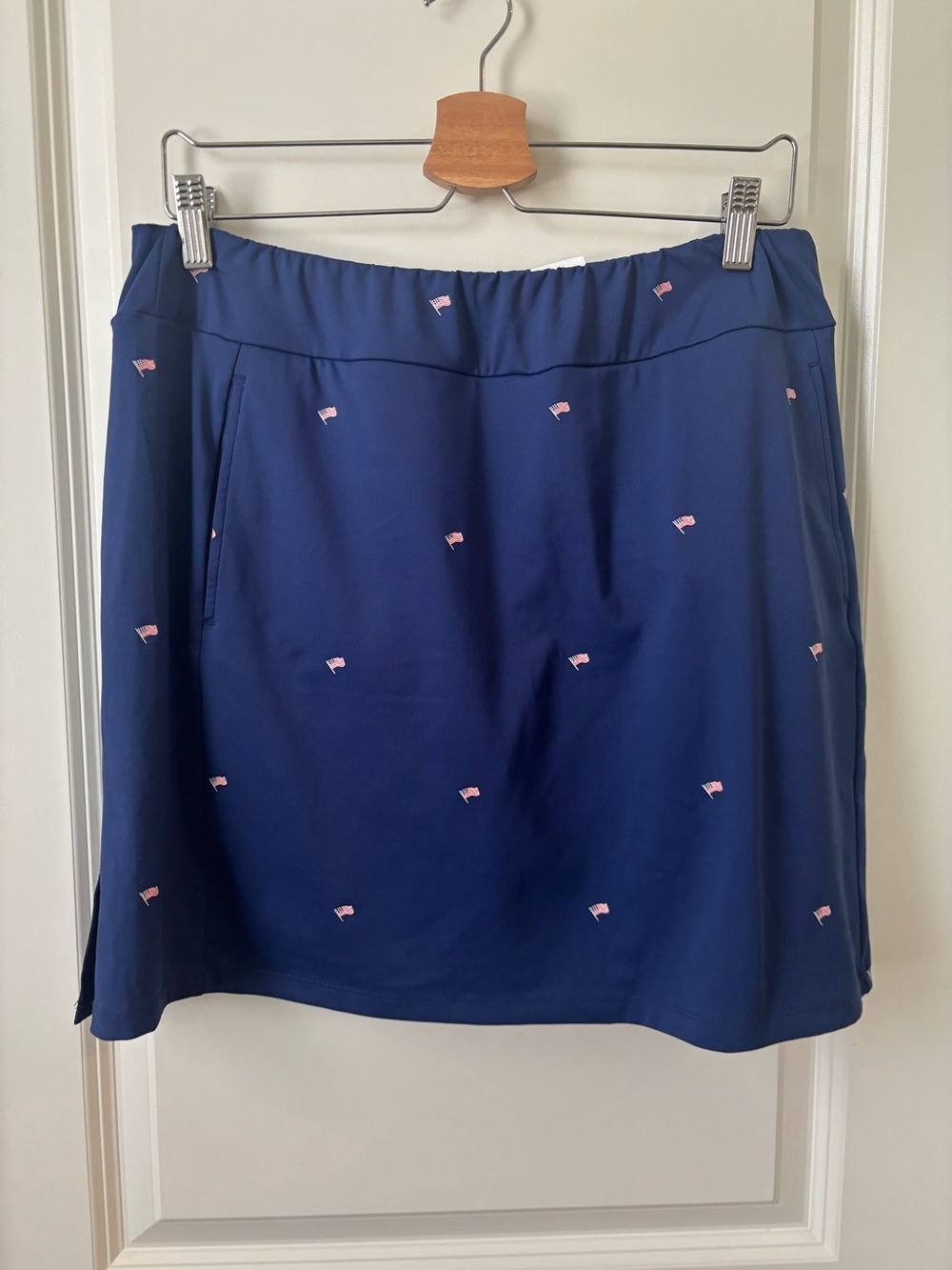 SanSoleil Women's 17" Golf Skort American Flag Size Small. Fourth of the July.
